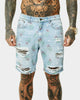 Saint Morta Lover Distressed Denim Shorts Superwash Blue