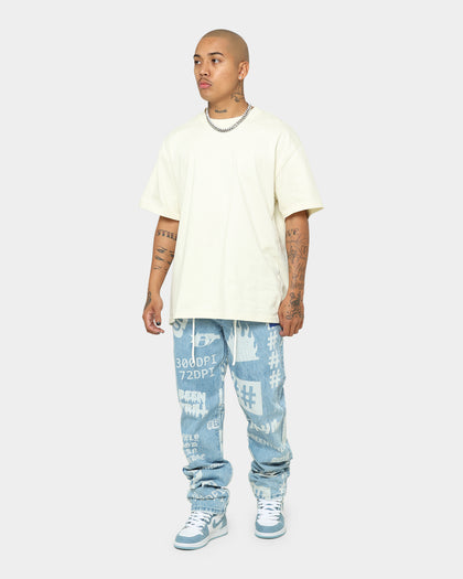 BEENTRILL Logo All Over Denim Jeans Blue