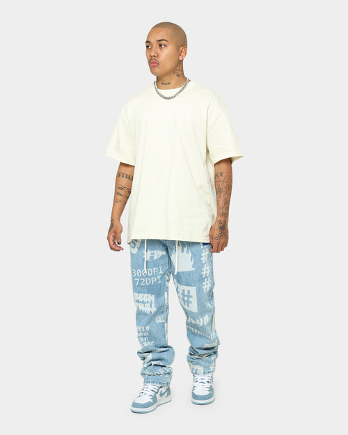 BEENTRILL Logo All Over Denim Jeans Blue