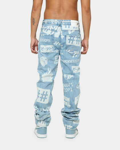 BEENTRILL Logo All Over Denim Jeans Blue