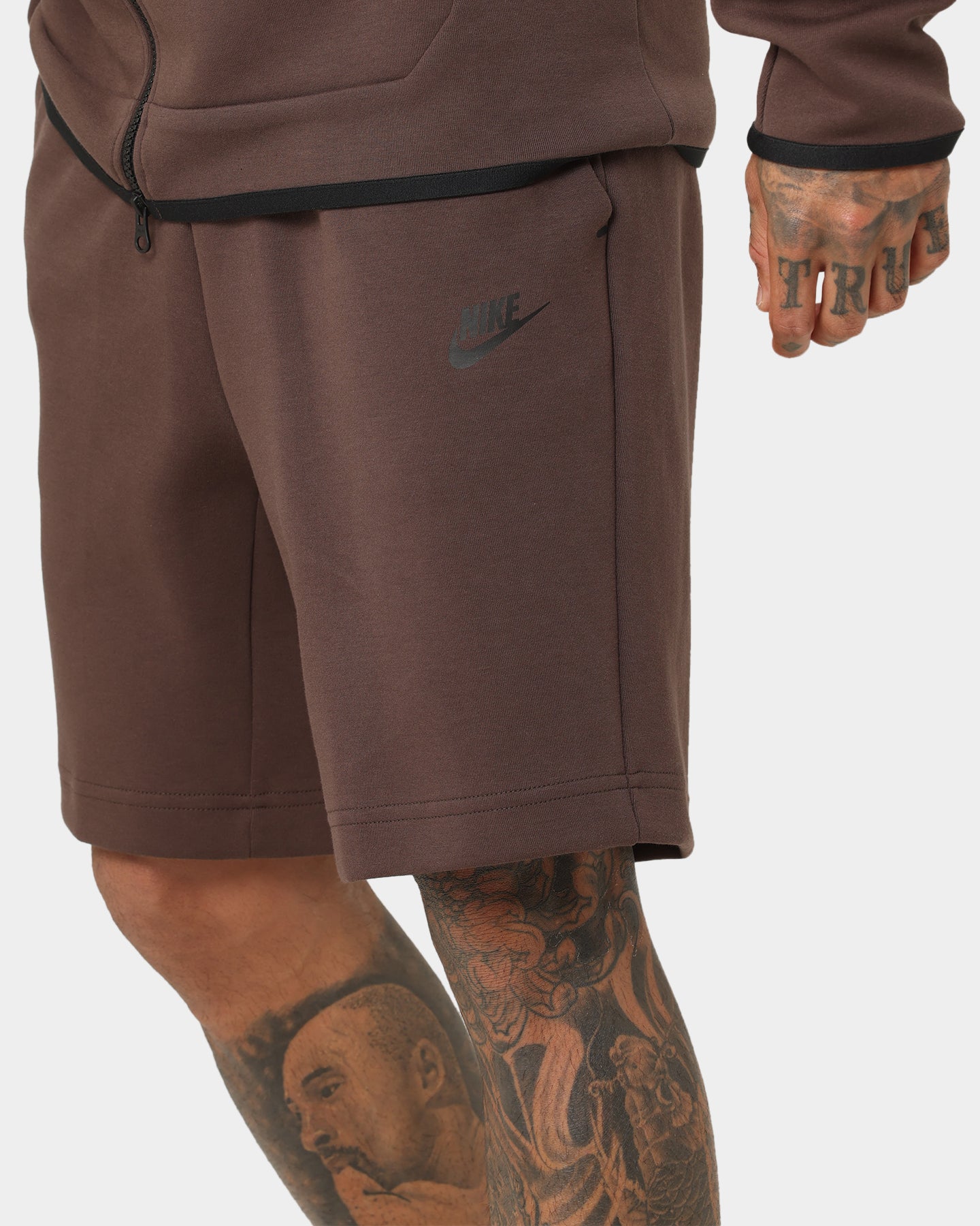 brown nike fleece shorts