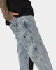 Saint Morta Patchwork Carpenter Jeans Stone Wash Blue