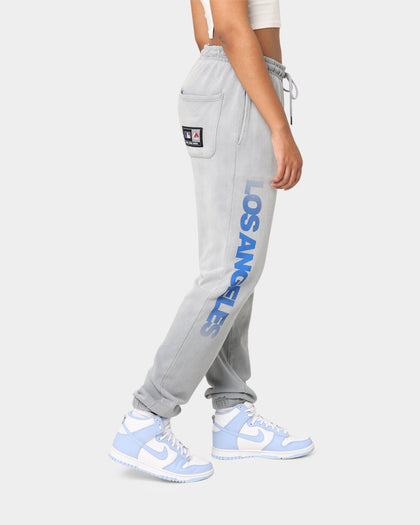 Majestic Athletic Los Angeles Dodgers Solarised Contrast Logo Track Pants Warm Grey