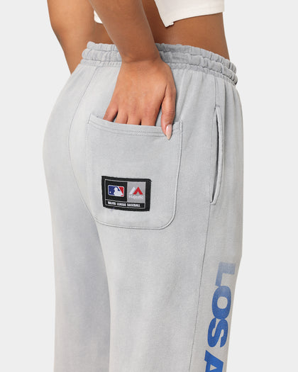 Majestic Athletic Los Angeles Dodgers Solarised Contrast Logo Track Pants Warm Grey