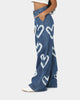 EN ES Women's I Heart You Baggy Jeans Light Blue Deni