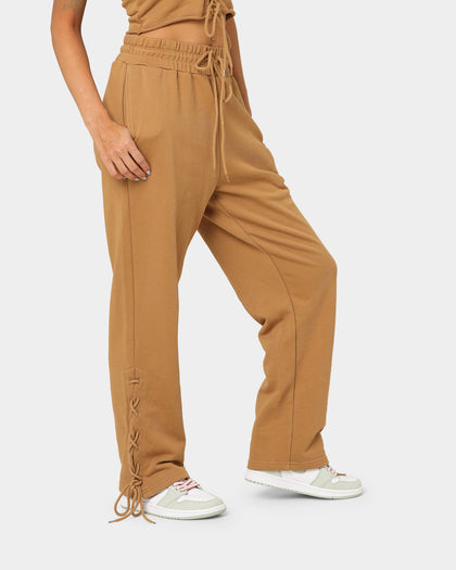 EN ES Women's Mason Lace Up Track Pants Tan