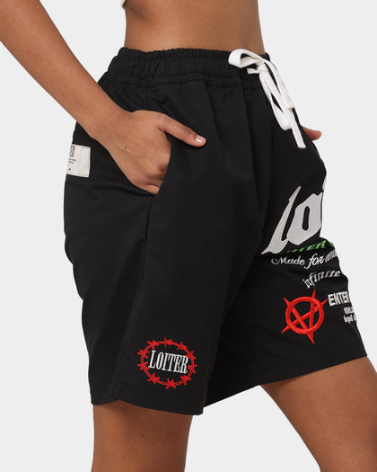 Loiter Void Multi Logo Walk Shorts Black