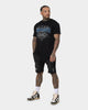 Saint Morta United Distressed Biker Shorts Black Stonewash