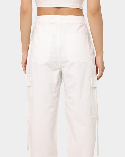 MNML Women's Baggy Cargo Pants Off White