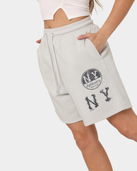 Majestic Athletic Women's New York Yankees Highlanders Boyfriend Shorts Cool Grey