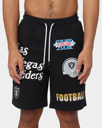 Majestic Athletics Las Vegas Raiders Puff Print Patch Fleece Shorts Faded Black