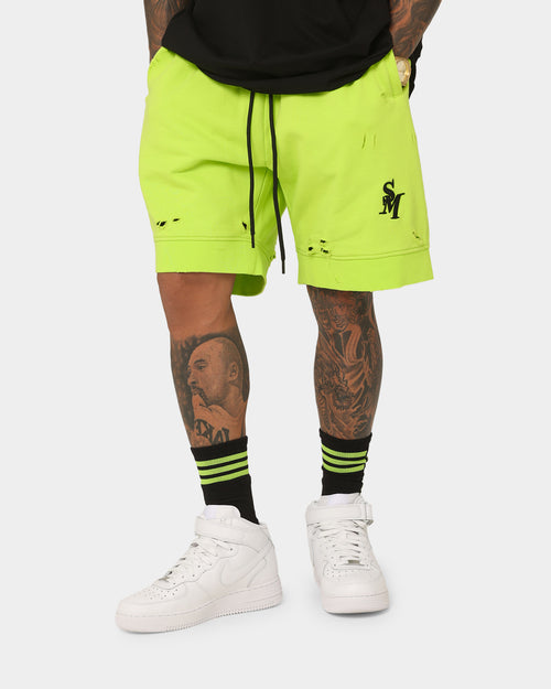 Saint Morta Rags Fleece Shorts Neon Green