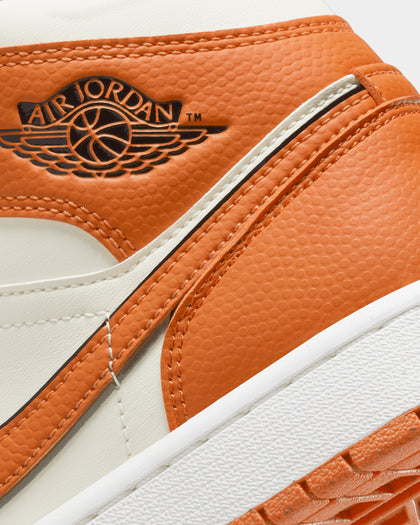 Jordan Women's Air Jordan 1 Mid SE "Sport Spice" Coconut Milk/Sport Spice-Black-Sail