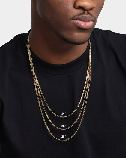Saint Morta 3MM Cuban Link Chain Set Gold