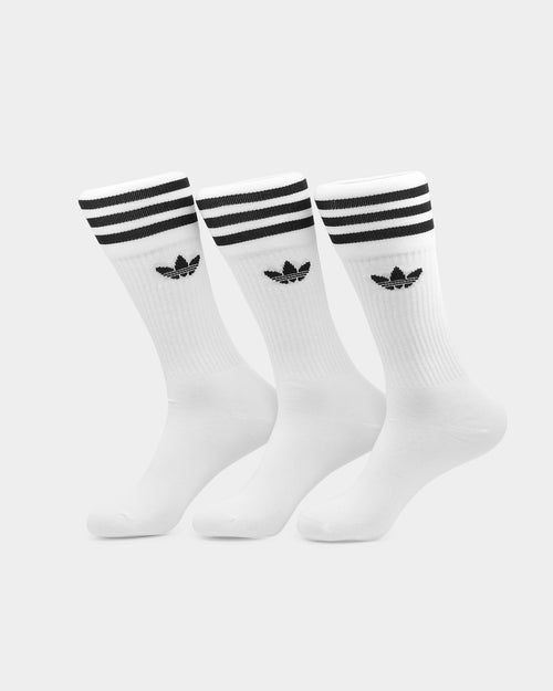 ADIDAS SOLID CREW SOCK 3 PACK WHITE/BLACK