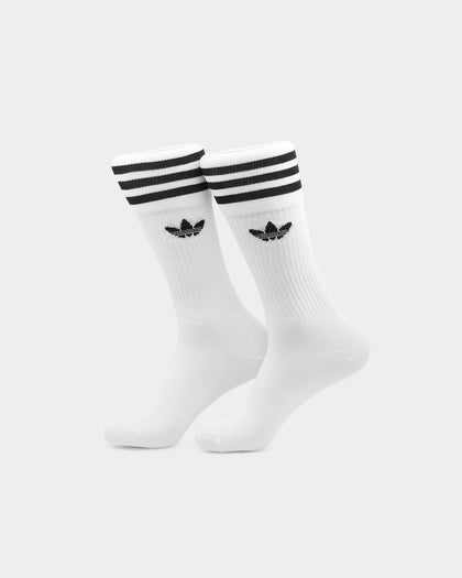 ADIDAS SOLID CREW SOCK 3 PACK WHITE/BLACK