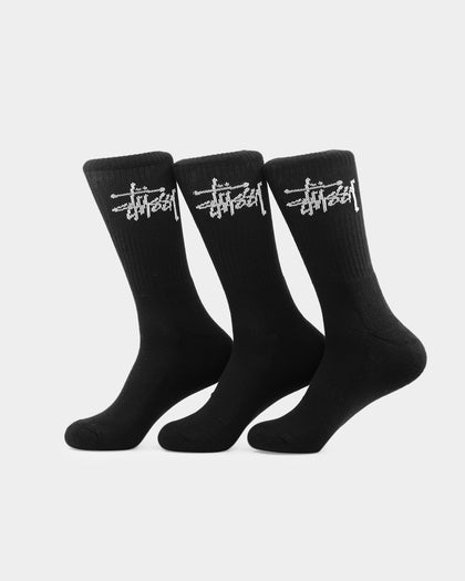 Stussy Graffiti Crew Sock 3 Pack Black