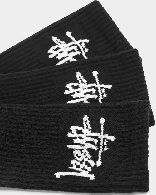 Stussy Graffiti Crew Sock 3 Pack Black