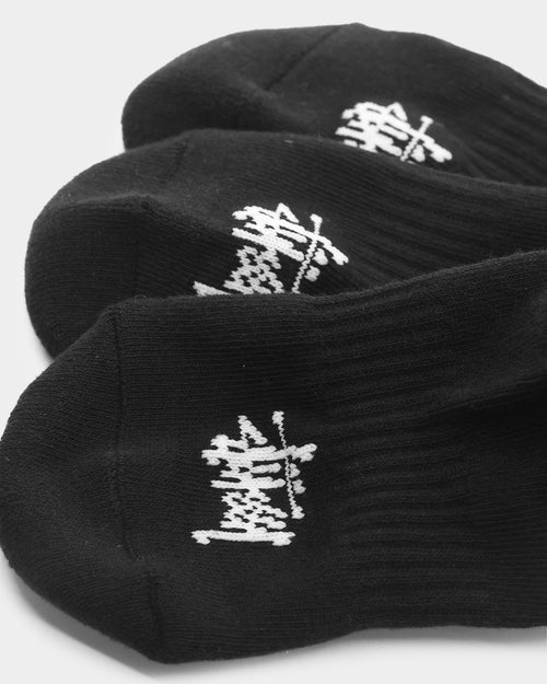 Stussy Graffiti No-Show Socks 3 Pack  Black