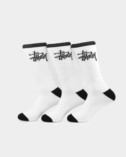 Stussy Graffiti Crew Sock 3 Pack  White/Black