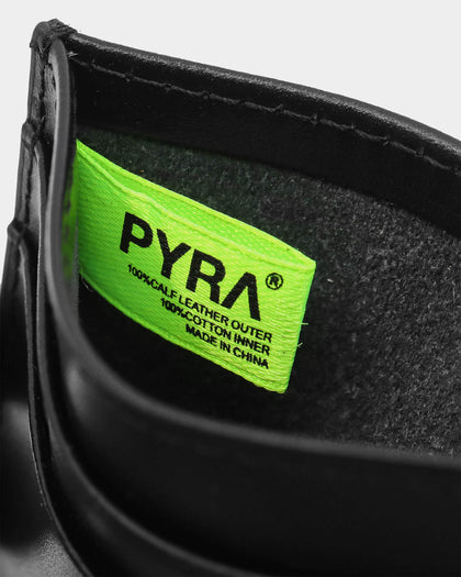 PYRA Men's Leather Card Wallet Black Leather
