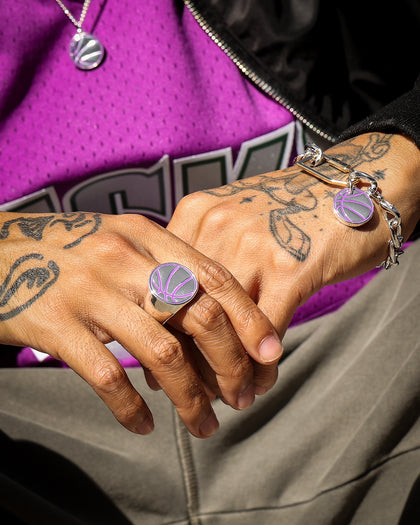 Wild For The Weekend Slam Dunk Basketball Ring (Large) Silver