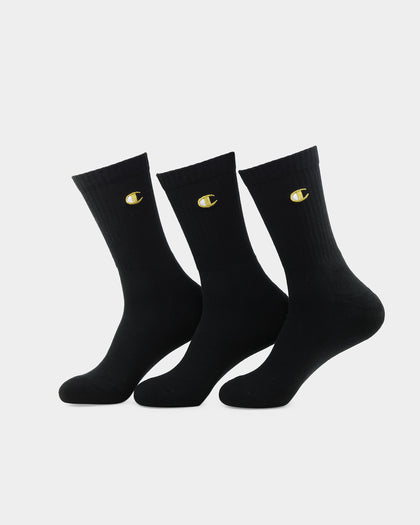 Champion Culture Kings X Champion C Logo Crew Socks 3 Pack Black/Gold