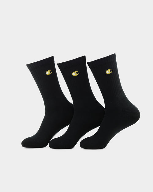 Champion Culture Kings X Champion C Logo Crew Socks 3 Pack Black/Gold