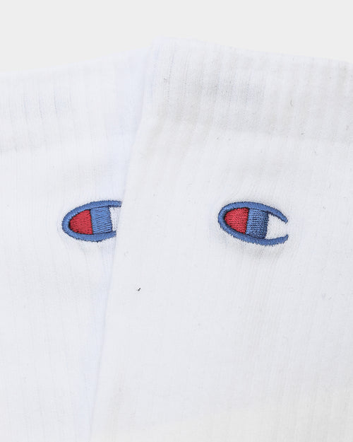 Champion 3 Pack C Logo Crew Socks White