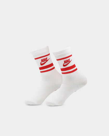 Nike Nike Sportswear Everyday Essential Crew Socks 3 Pack White/Red