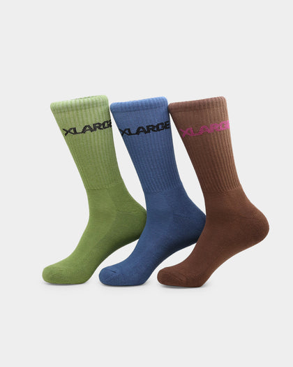 X-Large Unisex 91 Text Sock 3 Pack Green/Purple