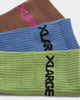 X-Large Unisex 91 Text Sock 3 Pack Green/Purple