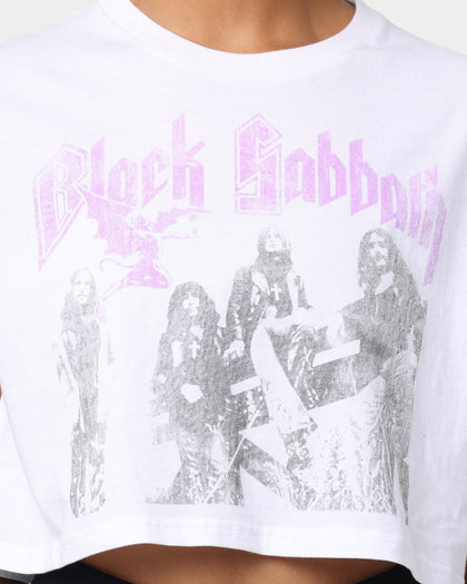 Black Sabbath Women's Paranoid Crop T-Shirt White