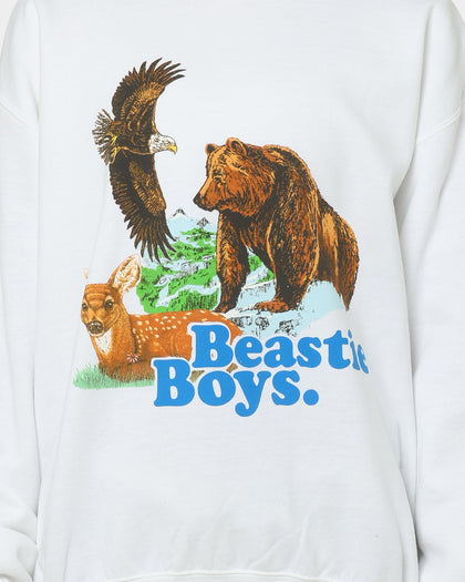 Beastie Boys Forest Animal Crewneck White