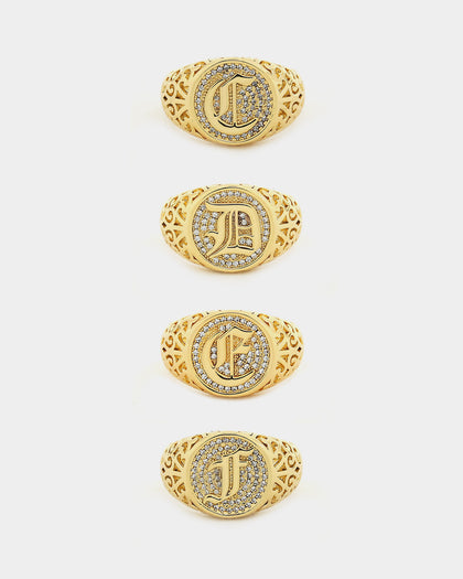 Saint Morta Letter Championship Ring Iced Gold