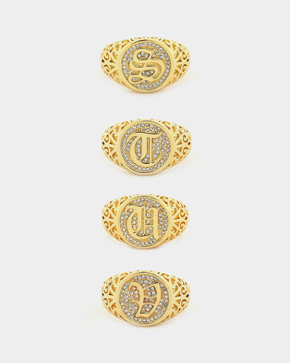 Saint Morta Letter Championship Ring Iced Gold
