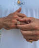 Saint Morta Letter Championship Ring Iced Gold