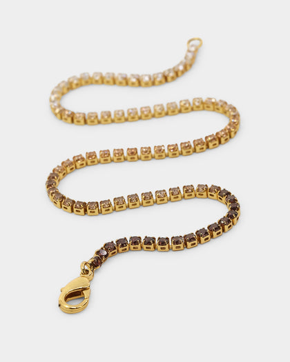 Saint Morta Micro Coloured Tennis Bracelet Gold/Brown