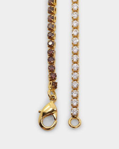 Saint Morta Micro Coloured Tennis Bracelet Gold/Brown