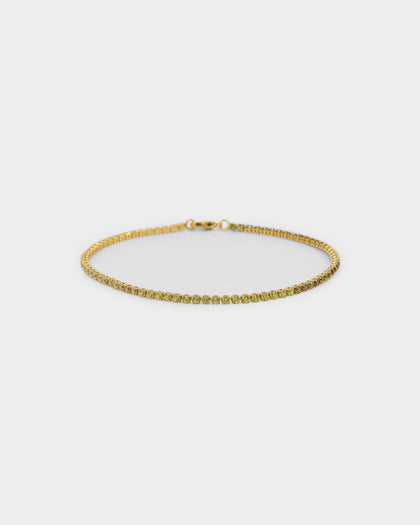Saint Morta Micro Coloured Tennis Bracelet Gold/Green