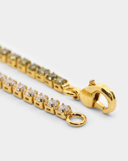 Saint Morta Micro Coloured Tennis Bracelet Gold/Green