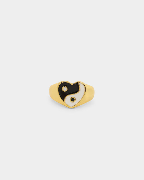 Raising Hell Women's Ying Yang Ring Gold/Black/White