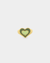 Raising Hell Women's Pastel Hearts Ring Gold/Green