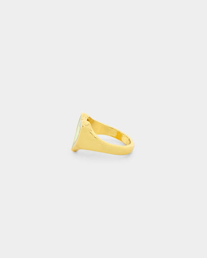 Raising Hell Women's Pastel Hearts Ring Gold/Green