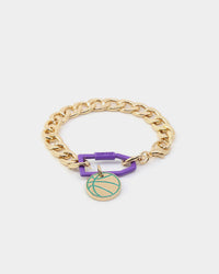 Wild For The Weekend Slam Dunk Basketball Bracelet Gold/Purple/Teal