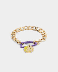 Wild for the Weekend Slam Dunk Basketball Bracelet Purple/Yellow/Gold