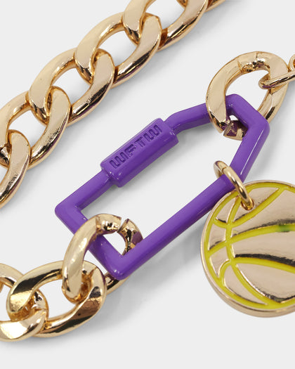 Wild for the Weekend Slam Dunk Basketball Bracelet Purple/Yellow/Gold