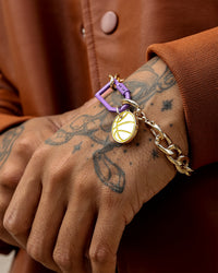 Wild for the Weekend Slam Dunk Basketball Bracelet Purple/Yellow/Gold