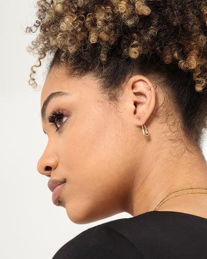Raising Hell Women's Safety Pin Earrings Gold