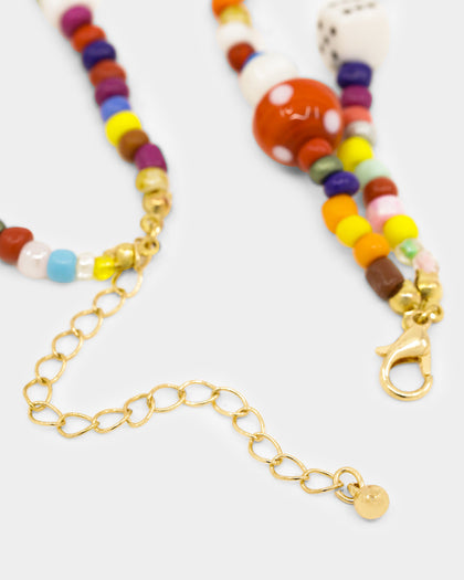 Raising Hell Women's Statement Bead Double Chain Necklace Multi-Coloured